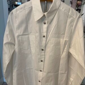WHITE BUTTON UP CHANEL SHIRT
